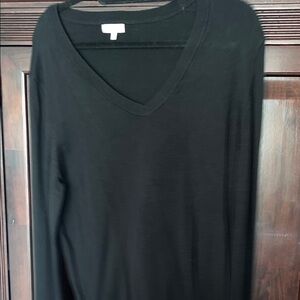 Sweater Elegant Black V-Neck Women's Tunic
